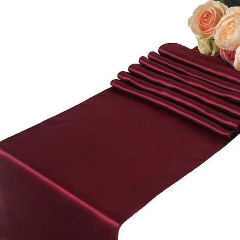 10 Pc 12 x 108 inch Long Charmeuse Satin Table Runners Bright Shiny Satin Silk and Smooth Fabric Runners for Table Decorations Great for Birthday Parties,Baby Shower Banquet Wedding - Apple Green in Kuwait