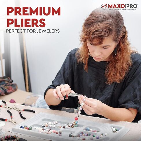 مجموعة زرادية انف ممتازة - مجموعة زرادية صغيرة بمقبض مريح مضاد للانزلاق - انف دائري، انف بدون اسنان، انف مسطح، زرادية انف قطرية ومسننة لصنع المجوهرات - من ماكسو برو in Kuwait