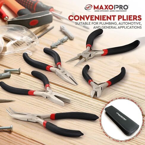 مجموعة زرادية انف ممتازة - مجموعة زرادية صغيرة بمقبض مريح مضاد للانزلاق - انف دائري، انف بدون اسنان، انف مسطح، زرادية انف قطرية ومسننة لصنع المجوهرات - من ماكسو برو in Kuwait