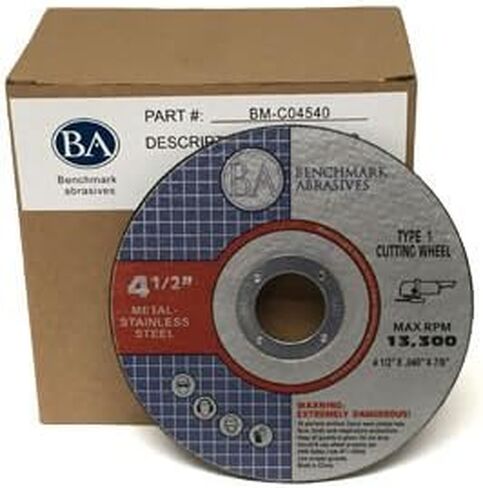 أدوات كاشطة قياسية مقاس 4-1/2 بوصة من أكسيد الألومنيوم ذات جودة رفيعة مقطوعة للمعادن والفولاذ المقاوم للصدأ بسمك 0.045 بوصة عجلة قطع من الألياف الزجاجية 7/8 بوصة - 100 حزمة in Kuwait