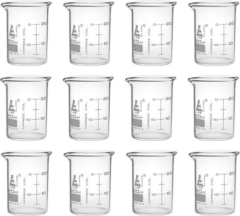 اي اي اس سي او كوب زجاجي متدرج بمقياس مزدوج 3.3 من بورو - 20 مل | شكل منخفض مع فوهة | تخرج ابيض كل 5 مل | يلبي معايير ASTM-E960 | ادوات قياس زجاجية للمختبر العلمي in Kuwait