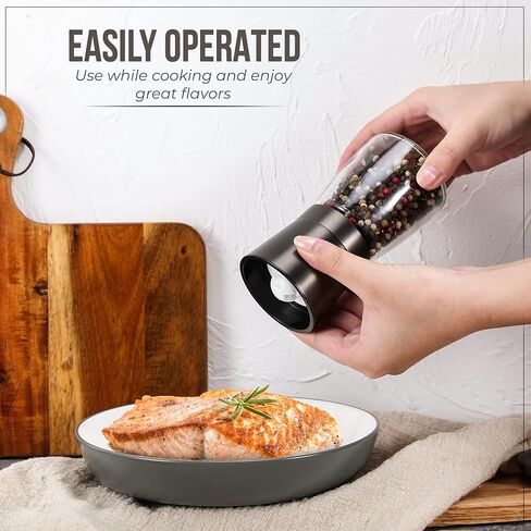 مطحنة الفلفل أو آلة نقع الملح لشيف الاحترافي - أفضل مطحنة توابل مع الفولاذ المقاوم للصدأ المصقول، علامة خاصة، شفرات من السيراميك، وحشونة قابلة للتعديل (برونزية داكنة) in Kuwait