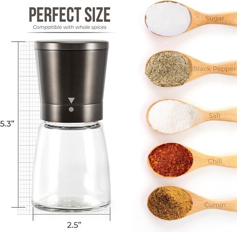 مطحنة الفلفل أو آلة نقع الملح لشيف الاحترافي - أفضل مطحنة توابل مع الفولاذ المقاوم للصدأ المصقول، علامة خاصة، شفرات من السيراميك، وحشونة قابلة للتعديل (برونزية داكنة) in Kuwait