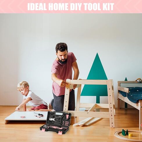 مجموعة أدوات المنزل إنجيندوت، مجموعة أدوات أساسية مكونة من 57 قطعة مع حقيبة تخزين للإصلاح المنزلي وتحسين المنزل ومشروع DIY باللون الوردي in Kuwait