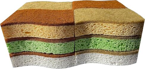 إسفنج طبي صديق للبيئة مكون من 6 أنواع من الإسفنج النباتي الطبيعي 12 عبوة من إسفنجة تنظيف ألياف النخيل مع إسفنج قابل للتحلل غير قابل للخدش ومتين لا يسبب رائحة المطبخ إسفنجات مطبخ صديقة للبيئة in Kuwait