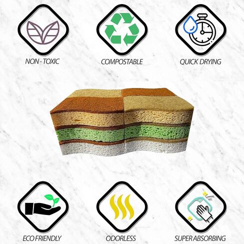 إسفنج طبي صديق للبيئة مكون من 6 أنواع من الإسفنج النباتي الطبيعي 12 عبوة من إسفنجة تنظيف ألياف النخيل مع إسفنج قابل للتحلل غير قابل للخدش ومتين لا يسبب رائحة المطبخ إسفنجات مطبخ صديقة للبيئة in Kuwait