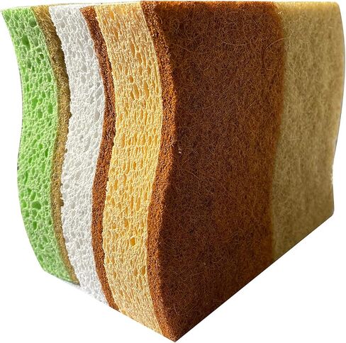 إسفنج طبي صديق للبيئة مكون من 6 أنواع من الإسفنج النباتي الطبيعي 12 عبوة من إسفنجة تنظيف ألياف النخيل مع إسفنج قابل للتحلل غير قابل للخدش ومتين لا يسبب رائحة المطبخ إسفنجات مطبخ صديقة للبيئة in Kuwait