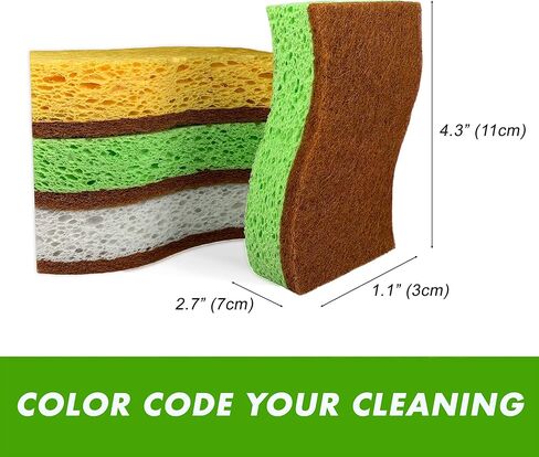 إسفنج طبي صديق للبيئة مكون من 6 أنواع من الإسفنج النباتي الطبيعي 12 عبوة من إسفنجة تنظيف ألياف النخيل مع إسفنج قابل للتحلل غير قابل للخدش ومتين لا يسبب رائحة المطبخ إسفنجات مطبخ صديقة للبيئة in Kuwait