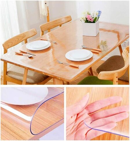 19 x 36 Inch Clear Table Cover Protector, 1.5mm Thick PVC Plastic Desk Protector, Clear Desk Mat, Waterproof Table Pad for Dining Table or Office Desk in Saudi Arabia