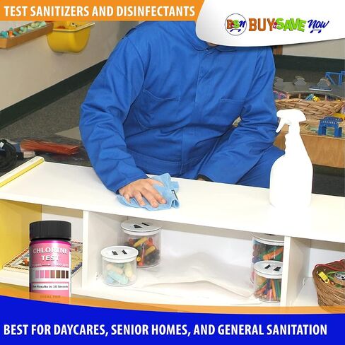 Industrial Active Chlorine Bleach Test Strips. 0-2000 Ppm Range for Sanitizer Disinfectants and Sanitizing Solutions for Daycares and Senior Homes. in Saudi Arabia