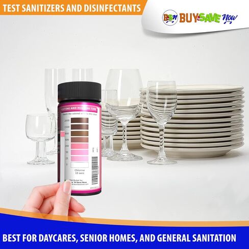 Industrial Active Chlorine Bleach Test Strips. 0-2000 Ppm Range for Sanitizer Disinfectants and Sanitizing Solutions for Daycares and Senior Homes. in Saudi Arabia
