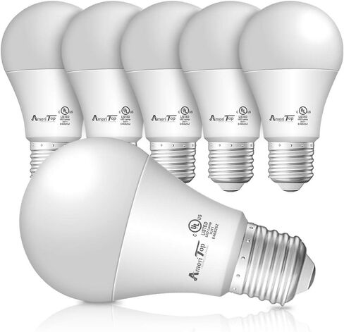 AmeriTop A19 LED Light Bulbs- 6 Pack, Efficient 9W(60W Equivalent) 830 Lumens General Lighting Bulbs, UL Listed, Non-Dimmable, E26 Standard Base (5000K Daylight) in Kuwait