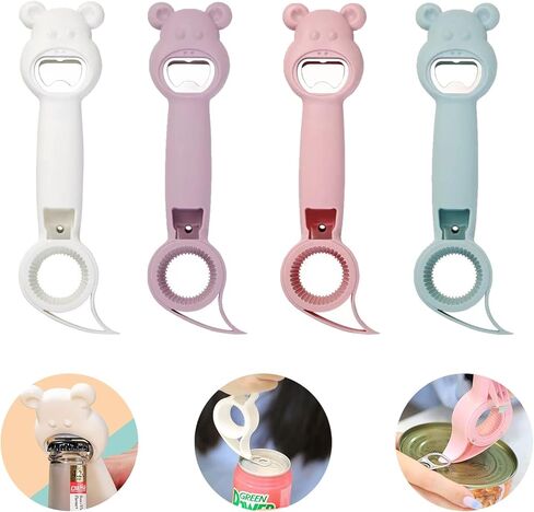 Multifunctional 4 in 1 Bottle Opener, New 4Pcs Manual Can Opener, Practical Kitchen Tool for Jar Opener, Suitable for Most of Bottles Cans Protecting the Nail. in Kuwait