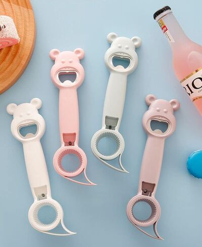 Multifunctional 4 in 1 Bottle Opener, New 4Pcs Manual Can Opener, Practical Kitchen Tool for Jar Opener, Suitable for Most of Bottles Cans Protecting the Nail. in Kuwait