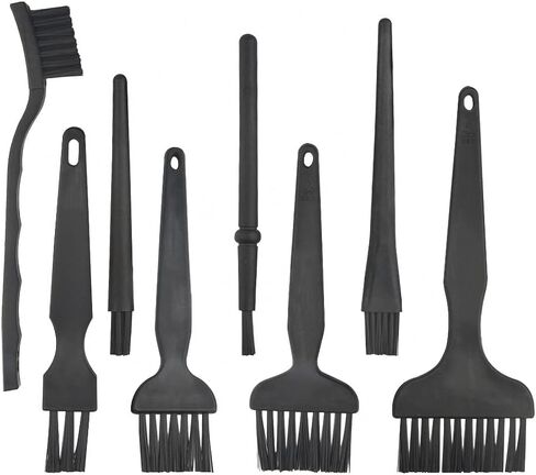 WMYCONGCONG 8 in 1 Plastic Handle Nylon Anti Static Brushes Cleaning Keyboard Brush Kit Portable Nylon Cleaning Brushes, Black in Saudi Arabia