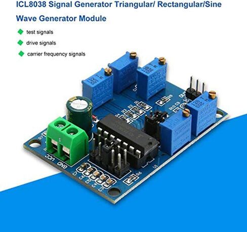 وحدة مولد إشارة DAOKI ICL8038 مصدر إشارة متوسط ​​منخفض التردد 10 هرتز - 450 كيلو هرتز وحدة مولد موجة مربعة مثلثة ثلاثية الشكل + سلك دوبونت أنثى إلى أنثى، ذكر إلى أنثى 3 دبابيس in Kuwait