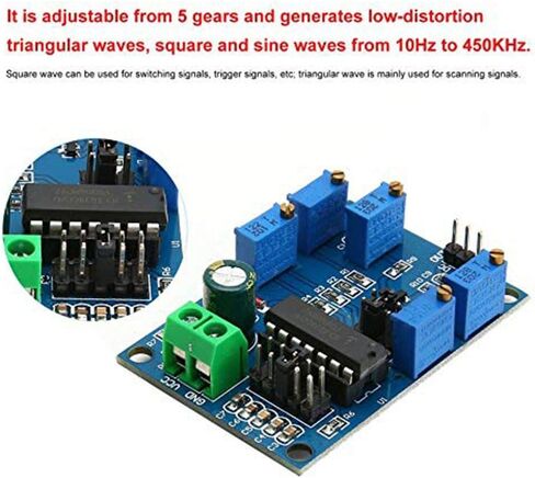 وحدة مولد إشارة DAOKI ICL8038 مصدر إشارة متوسط ​​منخفض التردد 10 هرتز - 450 كيلو هرتز وحدة مولد موجة مربعة مثلثة ثلاثية الشكل + سلك دوبونت أنثى إلى أنثى، ذكر إلى أنثى 3 دبابيس in Kuwait
