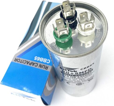 AllTek 50+5 MFD 50/5 uf 370 or 440 Volt Dual Run Round Capacitor for Condenser Straight Cool or Heat Pump Air Conditioner - 5 Year No Hassle Warranty in Saudi Arabia