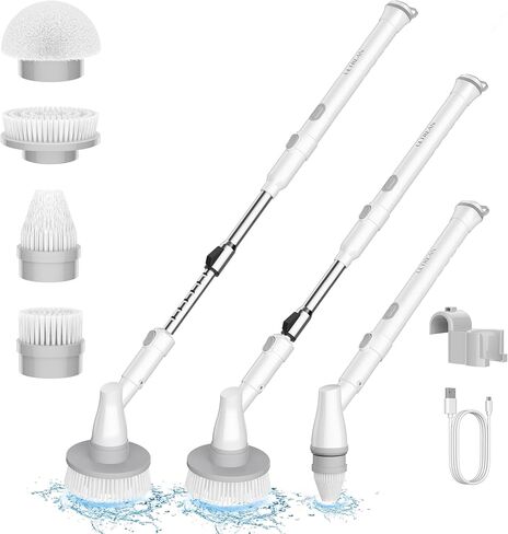 Ultrean Electric Spin Scrubber, Cordless Cleaning Brush with 4 Replaceable Brush Heads Adjustable Extension Handle, Dual Speed Shower Scrubber for Cleaning Bathroom, Tile, Floor, Tub in Kuwait