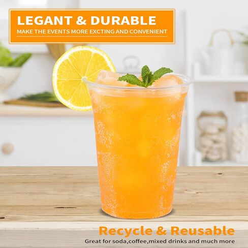 [100 Sets - 12oz Plastic Cups with Lids and Straws, Disposable Cups for Iced Coffee, Smoothie, Milkshake, Cold Drinks - Clear in Saudi Arabia