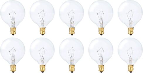 Simba Lighting Small Globe G16.5 Round Bulb 25W E12 Candelabra Base (10 Pack) for Chandelier, Ceiling Fan, Decorative Vanity Lights, Sconce, Aromatic Wax Warmer, Frosted Glass 120V, 2700K Warm White in Saudi Arabia