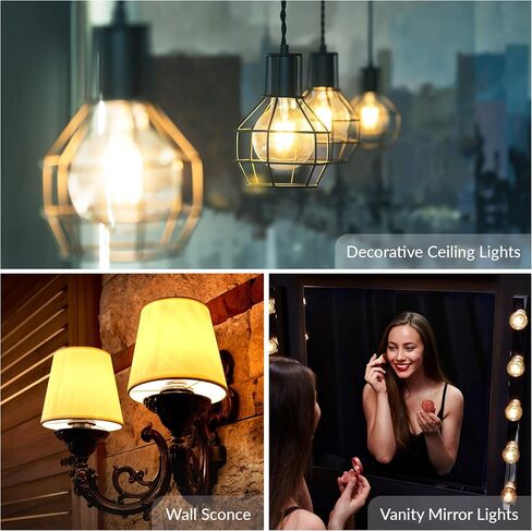Simba Lighting Small Globe G16.5 Round Bulb 25W E12 Candelabra Base (10 Pack) for Chandelier, Ceiling Fan, Decorative Vanity Lights, Sconce, Aromatic Wax Warmer, Frosted Glass 120V, 2700K Warm White in Saudi Arabia