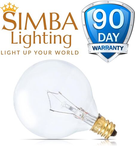 Simba Lighting Small Globe G16.5 Round Bulb 25W E12 Candelabra Base (10 Pack) for Chandelier, Ceiling Fan, Decorative Vanity Lights, Sconce, Aromatic Wax Warmer, Frosted Glass 120V, 2700K Warm White in Saudi Arabia