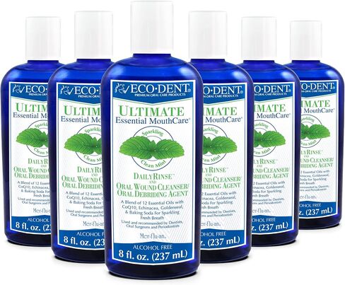 Eco-Dent Alcohol-Free Mouthwash, Mint - Ultimate Essential MouthCare, Oral Care Mouth Wash for Adults, Baking Soda Mouth Rinse with Essential Oils + DailyRinse Single-Use Pack, Mint in Kuwait