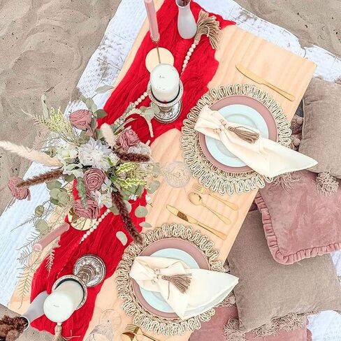Hunter Green Gauze Table Runner Cheesecloth Fabric 10ft Cheese Table Runners Boho Table Runner 120 Inch Long Wedding Table Cover Cheese Cloth Table Runner for Party Birthday Reception in Kuwait