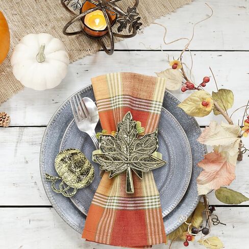 Timisea 12 Pieces Thanksgiving Napkin Ring | Maple Leaf | Halloween Pumpkin Napkin Holders | Autumn Metal Napkin Ring Kit | for Thanksgiving Dinner Halloween Party Decoration Supply Fall Gathering in Saudi Arabia