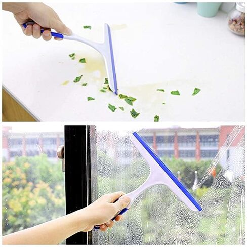 2 Pcs Window Squeegees with No-Slip Handle, Glass Wiper for Kitchen Home Car Bathroom Mirror Shower (2*Blue) in Saudi Arabia