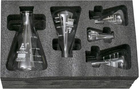 Premium Erlenmeyer Flask Set - 50ml, 150ml, 250ml, 500ml & 1000ml - Narrow Neck, White Graduations - Superior Durability & Chemical Resistance - Borosilicate 3.3 Glass - Eisco Labs in Saudi Arabia