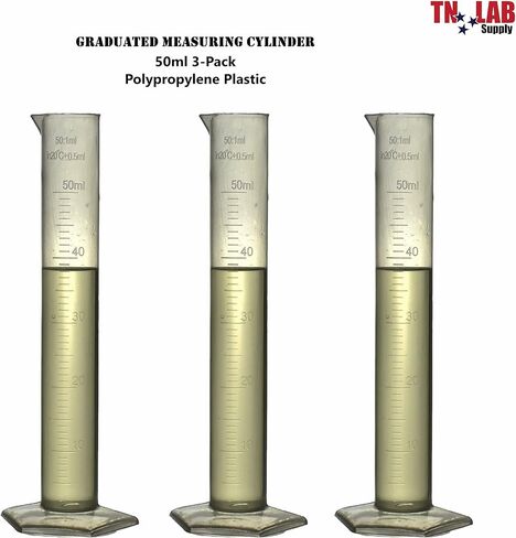 أسطوانة قياس متدرجة من بلاستيك البولي بروبيلين 50 مل 3 عبوات (50 مل، 3) in Kuwait
