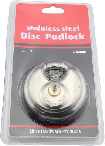 Disc Padlock ZCZQC 60mm Stainless Steel Discus Lock with Key for Sheds, Storage Unit, Garages, Fence and Outdoors, Silver Tone in Saudi Arabia