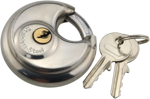 Disc Padlock ZCZQC 60mm Stainless Steel Discus Lock with Key for Sheds, Storage Unit, Garages, Fence and Outdoors, Silver Tone in Saudi Arabia