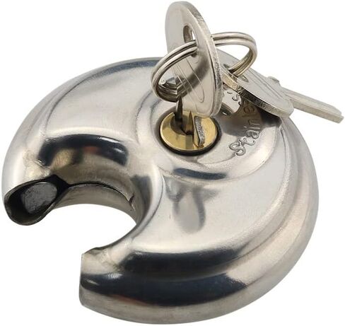 Disc Padlock ZCZQC 60mm Stainless Steel Discus Lock with Key for Sheds, Storage Unit, Garages, Fence and Outdoors, Silver Tone in Saudi Arabia