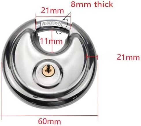 Disc Padlock ZCZQC 60mm Stainless Steel Discus Lock with Key for Sheds, Storage Unit, Garages, Fence and Outdoors, Silver Tone in Saudi Arabia
