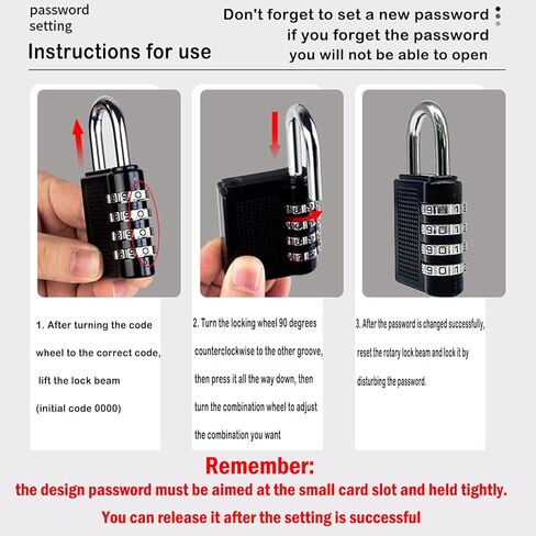 مجموعة اقفال كومبو مكونة من 4 ارقام مقاومة للماء لبوابة الامتعة من 4 قطع، عبوة من 4 قطع in Kuwait