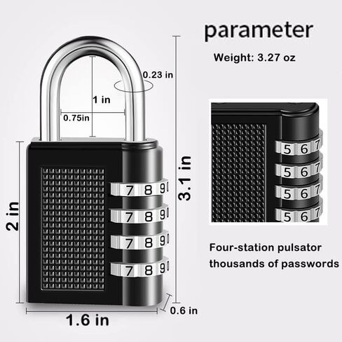 مجموعة اقفال كومبو مكونة من 4 ارقام مقاومة للماء لبوابة الامتعة من 4 قطع، عبوة من 4 قطع in Kuwait