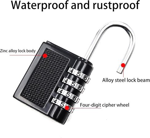 مجموعة اقفال كومبو مكونة من 4 ارقام مقاومة للماء لبوابة الامتعة من 4 قطع، عبوة من 4 قطع in Kuwait