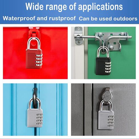 مجموعة اقفال كومبو مكونة من 4 ارقام مقاومة للماء لبوابة الامتعة من 4 قطع، عبوة من 4 قطع in Kuwait