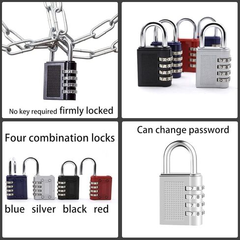 مجموعة اقفال كومبو مكونة من 4 ارقام مقاومة للماء لبوابة الامتعة من 4 قطع، عبوة من 4 قطع in Kuwait
