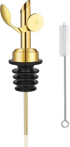 WAFJAMF Weighted Stainless Steel Bottle Pourers, Auto Flip Feature Self Closing Olive Oil Dispenser Spout with 1 Cleaning Brush, Liquor Pour Spouts for Pours Liquid, Olive Oil, Wine, Vinegar (Black) in Saudi Arabia