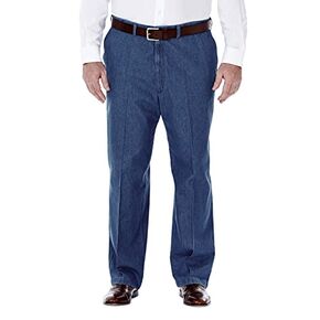 قماش الدنيم الرجالي ذو الطيات والمسطح من الأمام من Haggar - مقاسات عادية وكبيرة وطويلة in Saudi Arabia