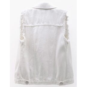 سترة Locachy النسائية الكاجوال من قماش الدنيم بمقاس نحيف بدون أكمام وقمصان ممزقة in Kuwait