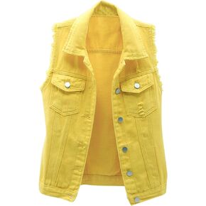 Locachy Women's Casual Denim Vest Jacket Slim Fit Sleeveless Ripped Tops in Saudi Arabia