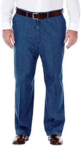 Haggar Men's Pleat & Flat Front Denim - Regular and Big & Tall Sizes in Saudi Arabia