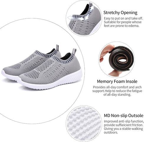 TIOSEBON Women's Athletic Walking Shoes Slip On Casual Mesh-Comfortable Tennis Workout Sneakers in Saudi Arabia