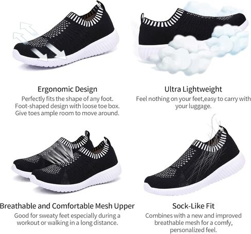 TIOSEBON Women's Athletic Walking Shoes Slip On Casual Mesh-Comfortable Tennis Workout Sneakers in Kuwait