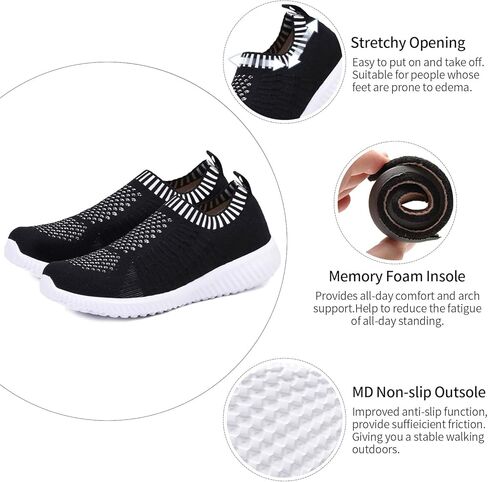TIOSEBON Women's Athletic Walking Shoes Slip On Casual Mesh-Comfortable Tennis Workout Sneakers in Kuwait